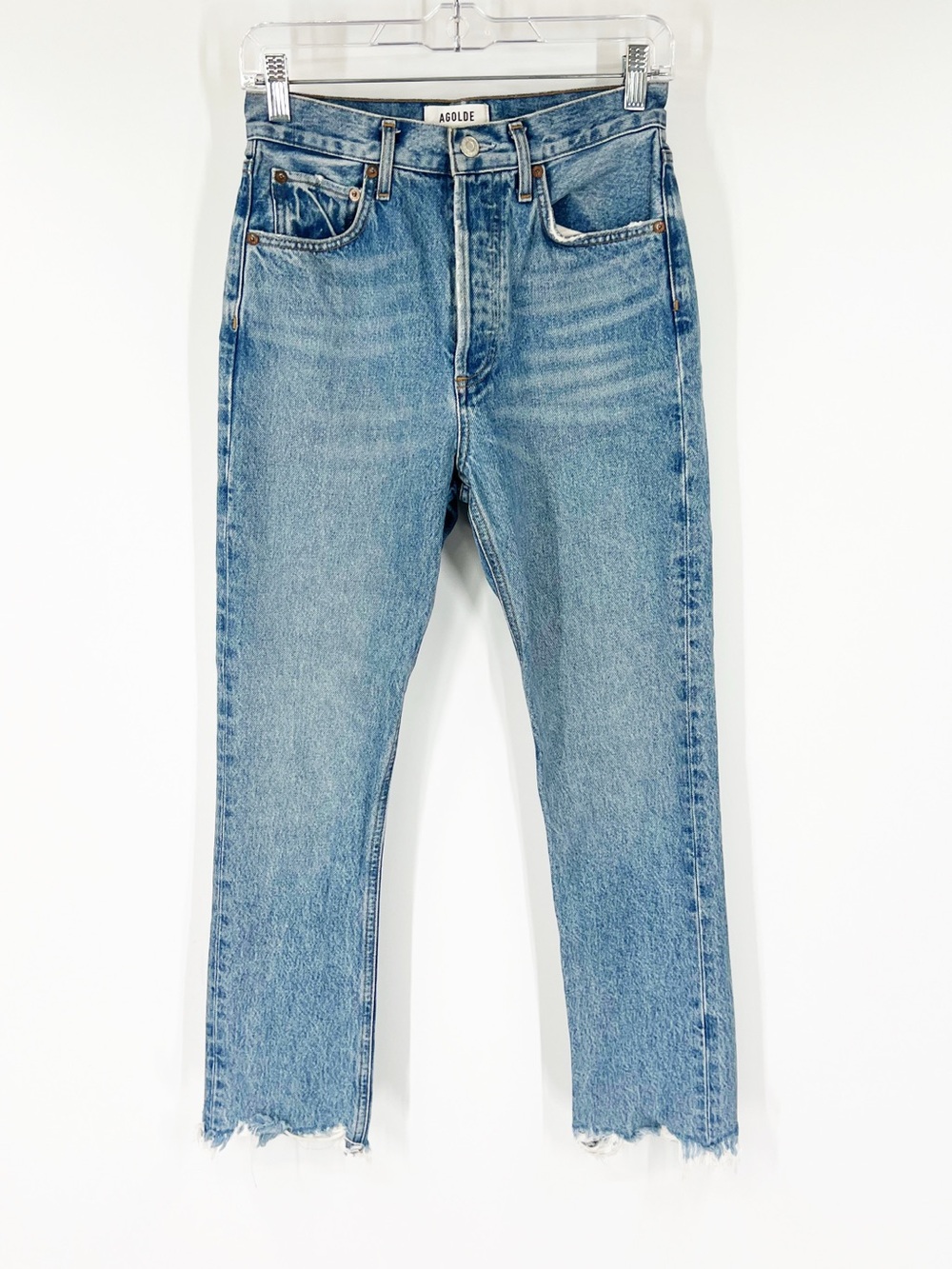 AGOLDE Riley High Rise Straight Crop Jeans in Haven Button Fly